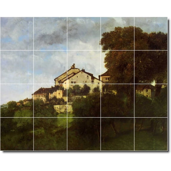 Ceramic Tile Mural-Gustave Courbet Village Painting 64. 40" w x 32" h using (20) 8 x 8 ceramic tiles