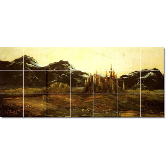 Ceramic Tile Mural-Gustave Dore Landscapes Painting 266. 29.75" w x 12.75" h using (21) 4.25 x 4.25 ceramic tiles