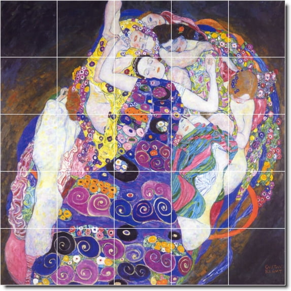 Ceramic Tile Mural-Gustave Klimt Abstract Backsplash Tile Mural 22. 21.25" w x 21.25" h using (25) 4.25 x 4.25 ceramic tiles