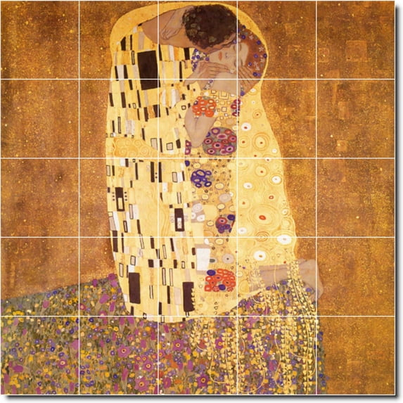 Ceramic Tile Mural-Gustave Klimt Abstract Kitchen Tile Mural 7. 21.25" w x 21.25" h using (25) 4.25 x 4.25 ceramic tiles