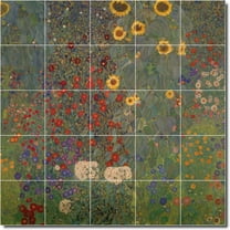 Ceramic Tile Mural-Gustave Klimt Garden Painting 48. 21.25" w x 21.25" h using (25) 4.25 x 4.25 ceramic tiles