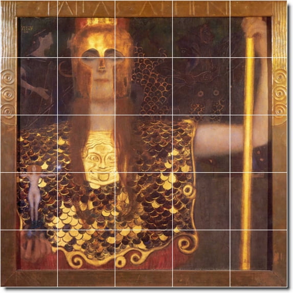 Ceramic Tile Mural-Gustave Klimt Mythology Kitchen Tile Mural 10. 30" w x 30" h using (25) 6 x 6 ceramic tiles