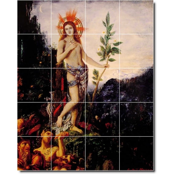 Ceramic Tile Mural-Gustave Moreau Mythology Painting 67. 17" w x 21.25" h using (20) 4.25 x 4.25 ceramic tiles