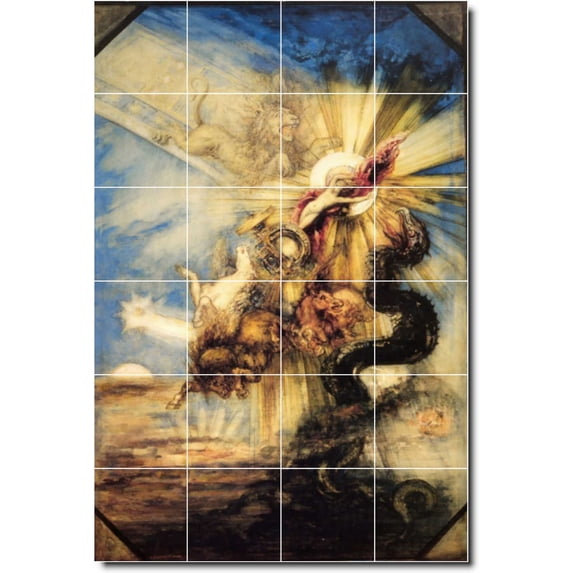 Ceramic Tile Mural-Gustave Moreau Mythology Painting 71. 17" w x 25.5" h using (24) 4.25 x 4.25 ceramic tiles