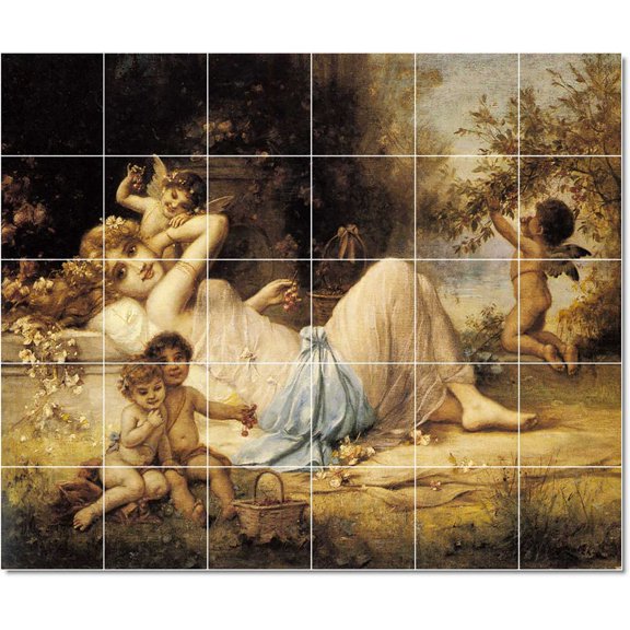 Ceramic Tile Mural-Hans Zatzka Angels Tile Mural Commercial Renovate. 36" w x 30" h using (30) 6 x 6 ceramic tiles