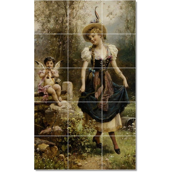 Ceramic Tile Mural-Hans Zatzka Angels Tile Mural Modern House Design. 24" w x 40" h using (15) 8 x 8 ceramic tiles