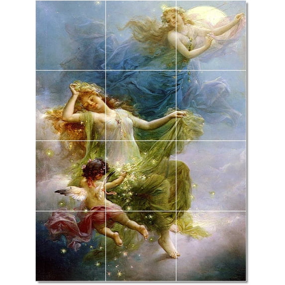 Ceramic Tile Mural-Hans Zatzka Mythology Tile Mural Traditional Remodel 12.75" w x 17" h using (12) 4.25 x 4.25 ceramic tiles