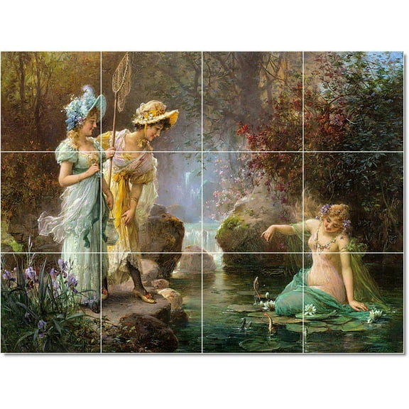 Ceramic Tile Mural-Hans Zatzka Women Painting 110. 17" w x 12.75" h using (12) 4.25 x 4.25 ceramic tiles