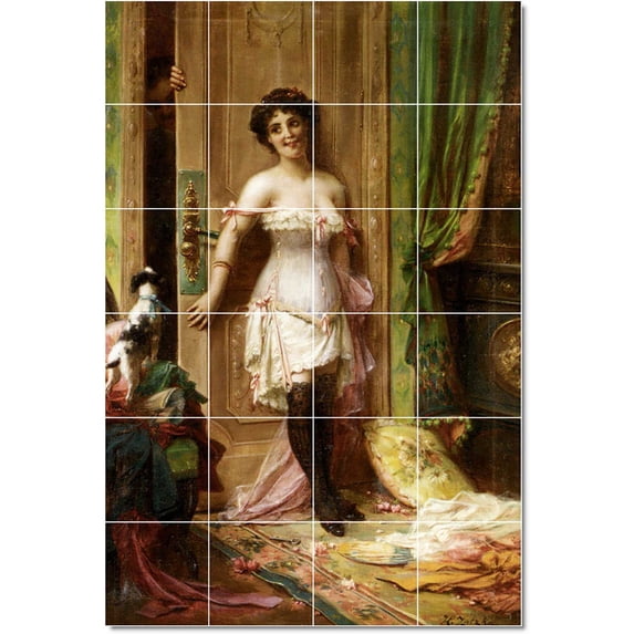 Ceramic Tile Mural-Hans Zatzka Women Painting 111. 32" w x 48" h using (24) 8 x 8 ceramic tiles