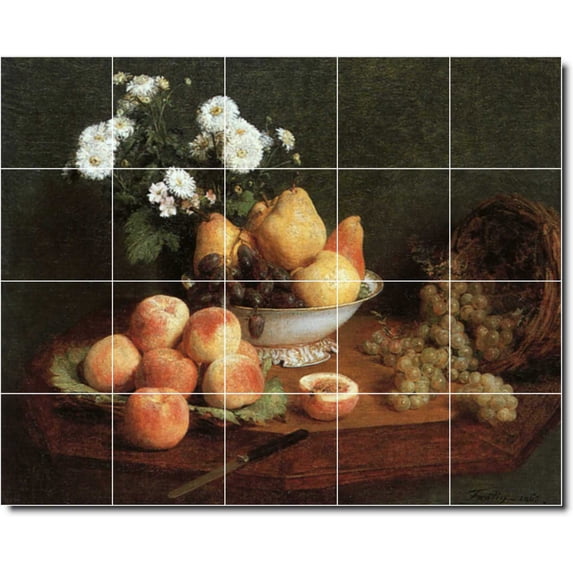 Ceramic Tile Mural-Henri Fantin-Latour Flowers 9. 30" w x 24" h using (20) 6 x 6 ceramic tiles