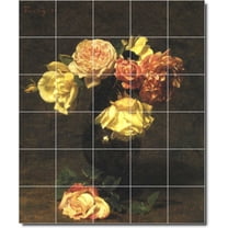 Ceramic Tile Mural-Henri Fantin-Latour Flowers Bathroom Tile Mural 1. 21.25" w x 25.5" h using (30) 4.25 x 4.25 ceramic tiles