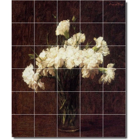 Ceramic Tile Mural-Henri Fantin-Latour Flowers Custom Tile Mural 2. 30" w x 36" h using (30) 6 x 6 ceramic tiles