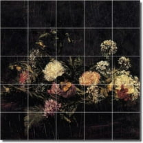 Ceramic Tile Mural-Henri Fantin-Latour Flowers Kitchen Tile Mural 27. 21.25" w x 21.25" h using (25) 4.25 x 4.25 ceramic tiles