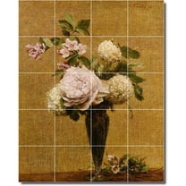 Ceramic Tile Mural-Henri Fantin-Latour Flowers Shower Tile Mural 14. 17" w x 21.25" h using (20) 4.25 x 4.25 ceramic tiles