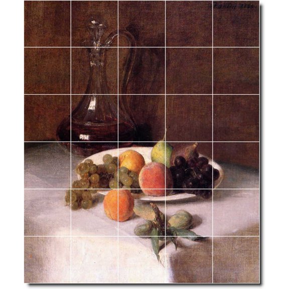 Ceramic Tile Mural-Henri Fantin-Latour Fruit Vegetables Floor Tile Mural 13. 21.25" w x 25.5" h using (30) 4.25 x 4.25 ceramic tiles