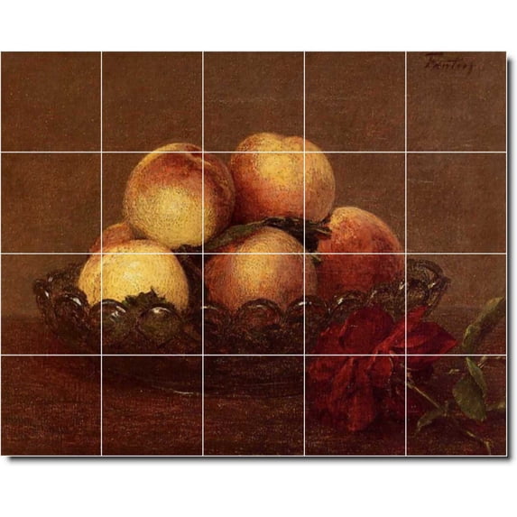 Ceramic Tile Mural-Henri Fantin-Latour Fruit Vegetables Kitchen Tile Mural 17. 30" w x 24" h using (20) 6 x 6 ceramic tiles