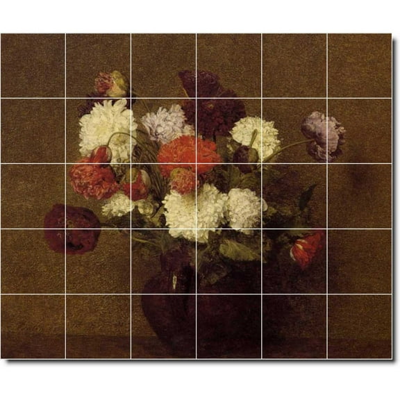 Ceramic Tile Mural-Henri Fantin-Latour Fruit Vegetables Painting 24. 36" w x 30" h using (30) 6 x 6 ceramic tiles