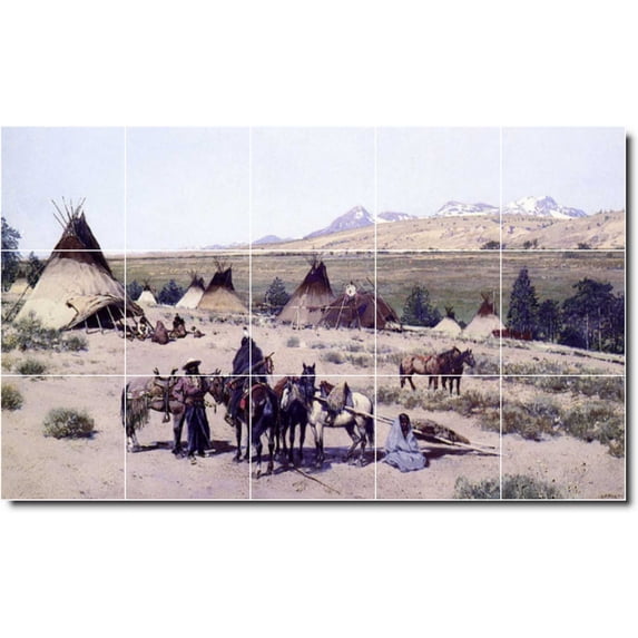 Ceramic Tile Mural-Henry Farny Indians 26. 60" w x 36" h using (15) 12 x 12 ceramic tiles