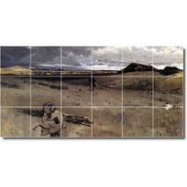Ceramic Tile Mural-Henry Farny Indians Custom Tile Mural 1. 25.5" w x 12.75" h using (18) 4.25 x 4.25 ceramic tiles