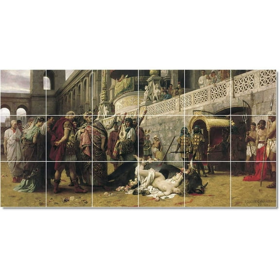 Ceramic Tile Mural-Henryk Siemiradzki Historical Tile Mural Home Renovations Design Idea. 25.5" w x 12.75" h using (18) 4.25 x 4.25 ceramic tiles