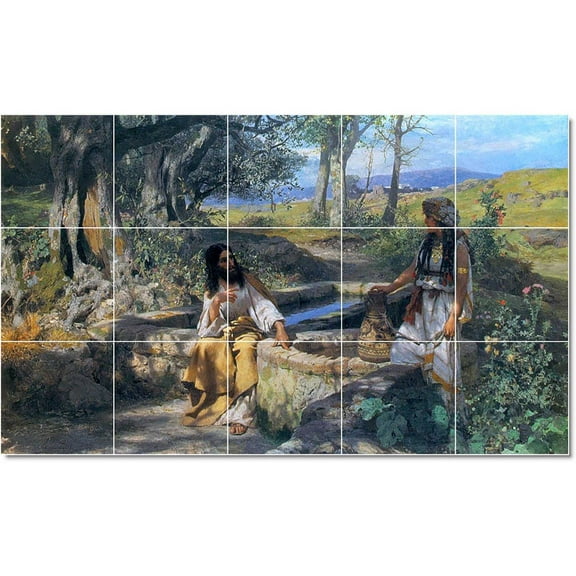 Ceramic Tile Mural-Henryk Siemiradzki Religious Tile Mural Interior Remodel Ideas. 21.25" w x 12.75" h using (15) 4.25 x 4.25 ceramic tiles