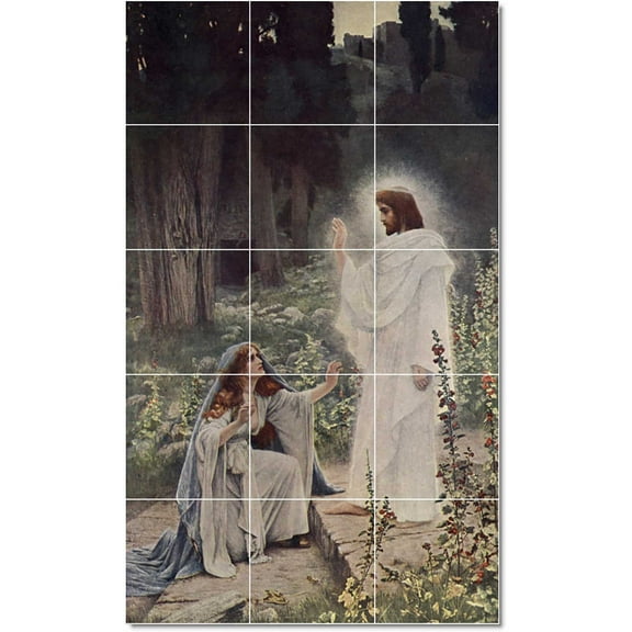 Ceramic Tile Mural-Herbert Gustave Schmalz Religious Tile Mural Interior Renovations Design. 12.75" w x 21.25" h using (15) 4.25 x 4.25 ceramic tiles