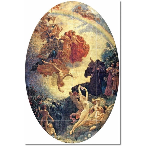 Ceramic Tile Mural-Herbert James Draper Mythology Tile Mural Residential Construction. 48" w x 72" h using (24) 12 x 12 ceramic tiles