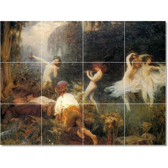 Ceramic Tile Mural-Herbert James Draper Nudes Painting 136. 17" w x 12.75" h using (12) 4.25 x 4.25 ceramic tiles