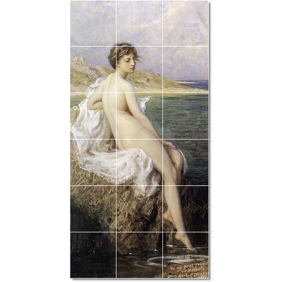 Ceramic Tile Mural-Herbert James Draper Nudes Tile Mural House Renovate. 12.75" w x 25.5" h using (18) 4.25 x 4.25 ceramic tiles