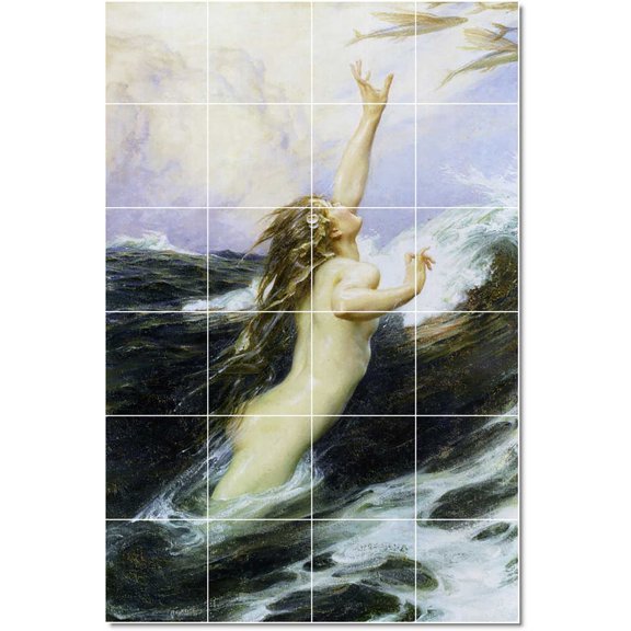 Ceramic Tile Mural-Herbert James Draper Nudes Tile Mural Residential Renovations Ideas. 32" w x 48" h using (24) 8 x 8 ceramic tiles