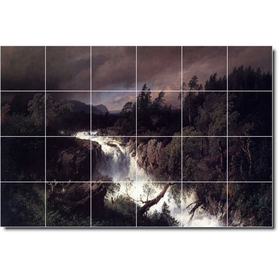Ceramic Tile Mural-Herman Herzog Waterfalls Shower Tile Mural 23. 36" w x 24" h using (24) 6 x 6 ceramic tiles