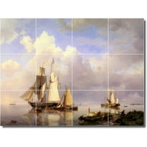 Ceramic Tile Mural-Hermanus Koekkoek Ships Bathroom Tile Mural 1. 17" w x 12.75" h using (12) 4.25 x 4.25 ceramic tiles