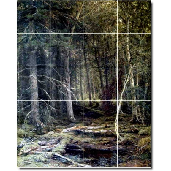 Ceramic Tile Mural-Ivan Shishkin Country Painting 172. 17" w x 21.25" h using (20) 4.25 x 4.25 ceramic tiles