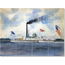 Ceramic Tile Mural-James Bard Ship Boat Painting 106. 17" w x 12.75" h using (12) 4.25 x 4.25 ceramic tiles
