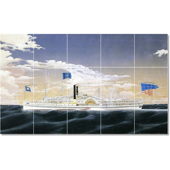 Ceramic Tile Mural-James Bard Ships Tile Mural Commercial Decor. 30" w x 18" h using (15) 6 x 6 ceramic tiles