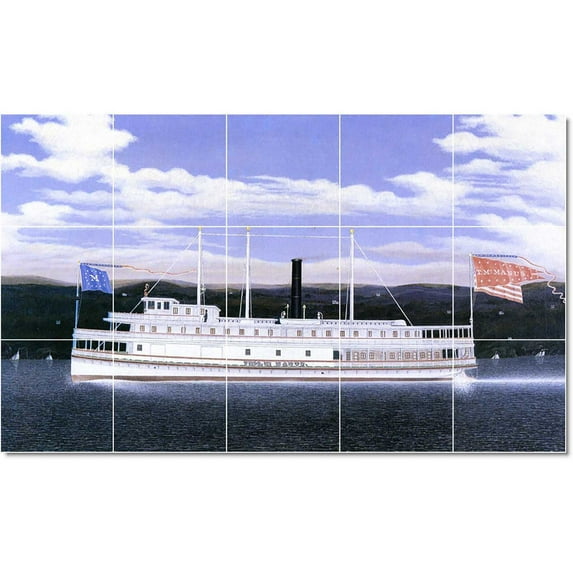 Ceramic Tile Mural-James Bard Ships Tile Mural Commercial Remodeling Ideas. 21.25" w x 12.75" h using (15) 4.25 x 4.25 ceramic tiles