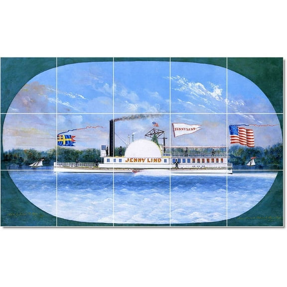 Ceramic Tile Mural-James Bard Ships Tile Mural Commercial Renovations Ideas. 21.25" w x 12.75" h using (15) 4.25 x 4.25 ceramic tiles