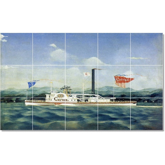 Ceramic Tile Mural-James Bard Ships Tile Mural Design Decor. 60" w x 36" h using (15) 12 x 12 ceramic tiles