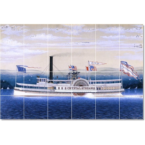 Ceramic Tile Mural-James Bard Ships Tile Mural Floor Remodel Decor. 72" w x 48" h using (24) 12 x 12 ceramic tiles