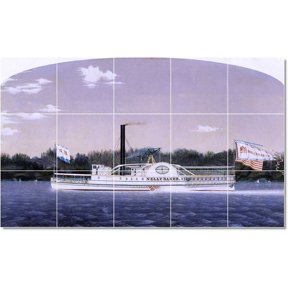 Ceramic Tile Mural-James Bard Ships Tile Mural Home Construction Ideas. 21.25" w x 12.75" h using (15) 4.25 x 4.25 ceramic tiles