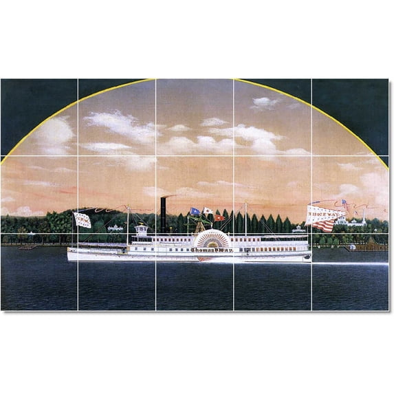 Ceramic Tile Mural-James Bard Ships Tile Mural Home Remodeling Design Idea. 21.25" w x 12.75" h using (15) 4.25 x 4.25 ceramic tiles