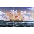 thumbnail image 1 of Ceramic Tile Mural-James Bard Ships Tile Mural Home Renovate Ideas. 21.25" w x 12.75" h using (15) 4.25 x 4.25 ceramic tiles, 1 of 3