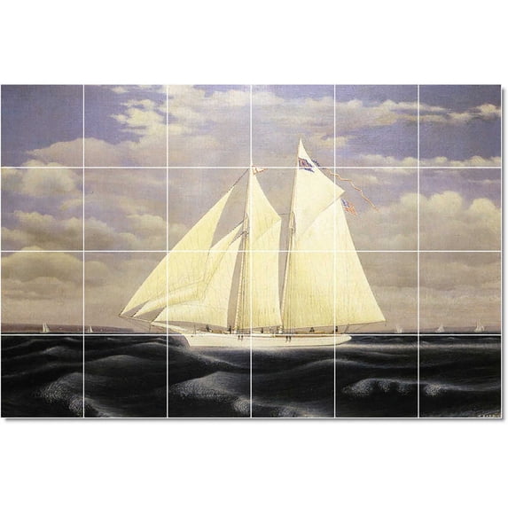 Ceramic Tile Mural-James Bard Ships Tile Mural House Remodeling Design Idea. 36" w x 24" h using (24) 6 x 6 ceramic tiles