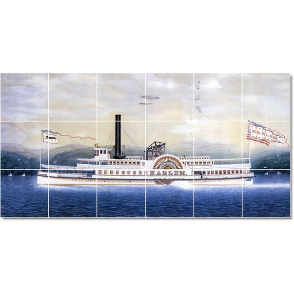 Ceramic Tile Mural-James Bard Ships Tile Mural Modern Design. 72" w x 36" h using (18) 12 x 12 ceramic tiles