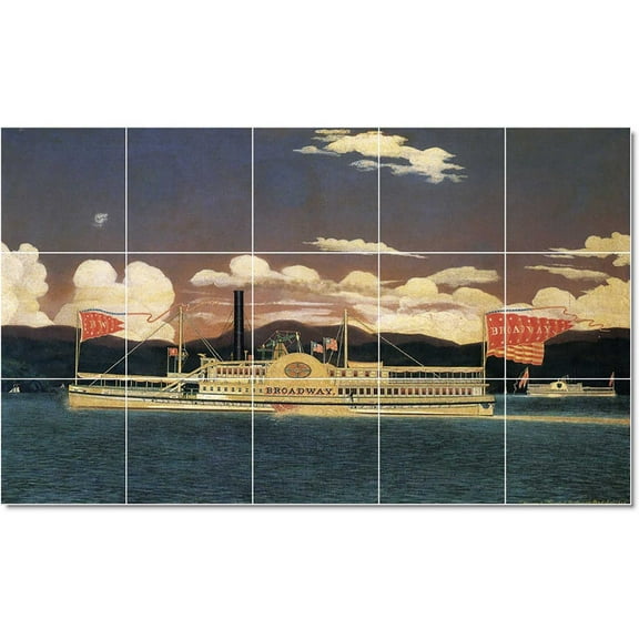 Ceramic Tile Mural-James Bard Ships Tile Mural Modern Floor. 21.25" w x 12.75" h using (15) 4.25 x 4.25 ceramic tiles