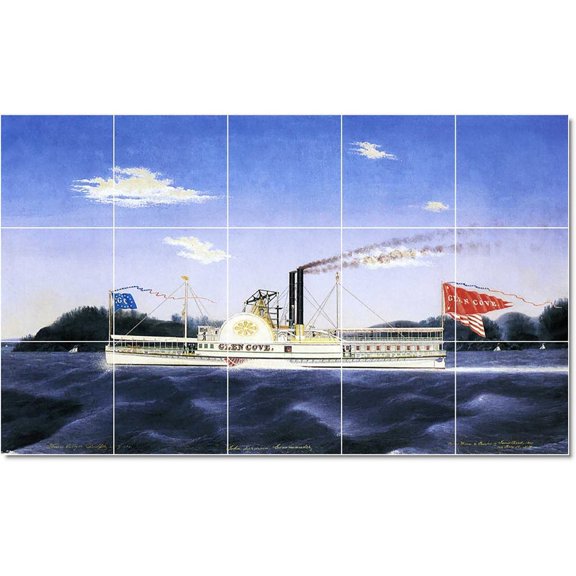 Ceramic Tile Mural-James Bard Ships Tile Mural Modern Floor Design. 60" w x 36" h using (15) 12 x 12 ceramic tiles