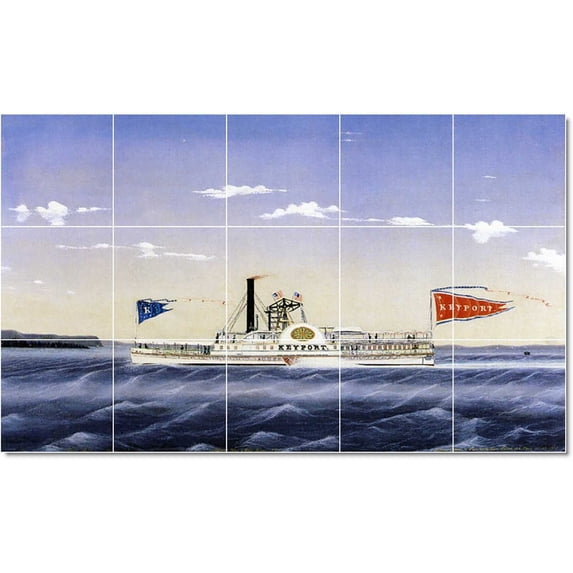 Ceramic Tile Mural-James Bard Ships Tile Mural Modern Interior Decor. 30" w x 18" h using (15) 6 x 6 ceramic tiles