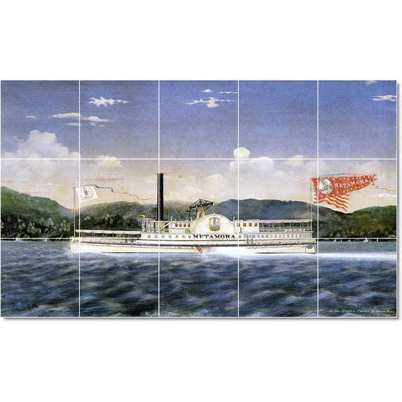 Ceramic Tile Mural-James Bard Ships Tile Mural Modern Interior Design. 40" w x 24" h using (15) 8 x 8 ceramic tiles