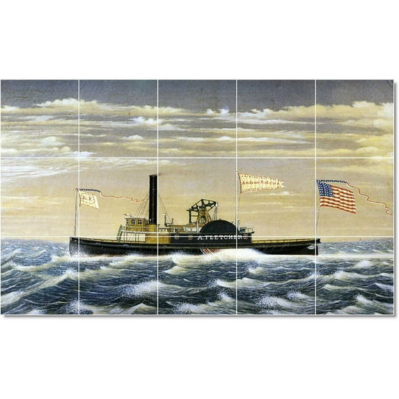 Ceramic Tile Mural-James Bard Ships Tile Mural Renovations Design. 21.25" w x 12.75" h using (15) 4.25 x 4.25 ceramic tiles