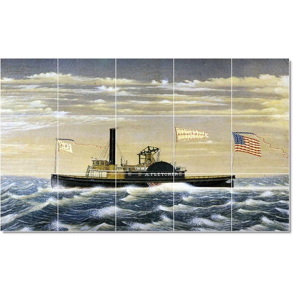 Ceramic Tile Mural-James Bard Ships Tile Mural Renovations Design. 40" w x 24" h using (15) 8 x 8 ceramic tiles
